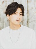 センターパート束感 ナチュラルスマートマッシュ刈り上げ