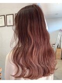 20代30代ハイライトレイヤーカット透明感ピンクブラウンロング