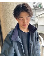 メンズアンダーバーホワイト 南海難波店(Men's _WHITE)&nbsp;センターパート×波巻きパーマ