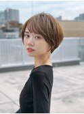 前髪あり耳掛け丸みくびれショートボブ20代30代40代50代(蘭)