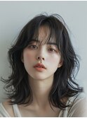 イメチェン　外はね　ボブ　美髪　ワイドバング　ブルーブラック