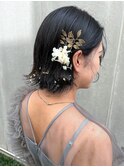 ボブアレンジ/金粉ヘア/ハーフアップ/タイトアレンジ