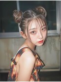暗めカラー/チョコレートブラウン/お団子ヘア/ヘアアレンジ/韓国