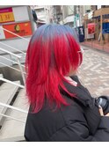 ウルフカット　ルーツカラー　ブルージュ　原宿