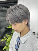 メンズ/センターパート/ウルフ/マッシュ/シルバーグレー/静岡