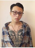 メンズショート アップバング サイドパート　七三/本間