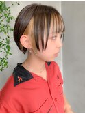 フェイスフレーミング、インナーカラー、ワイドバング、ショート