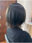 アッシュグレージュ大人可愛いショートツヤ感ボブレイヤーカット
