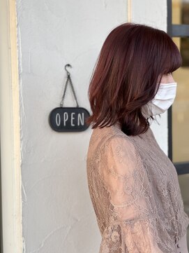 ビオトープ(Bio Top) 外ハネミディ/ピンクカラー/日進市美容院◎30代40代50代