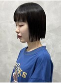 黒髪切りっぱなしミニボブ☆姫カット×外ハネボブ/小顔短め前髪