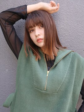 ブゾン(buZon) 【buZonブゾン】ぱつっとロブ×艶感ベージュカラー