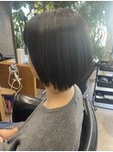 グレージュカラー/ボブウルフ/黒髪/ココアベージュ