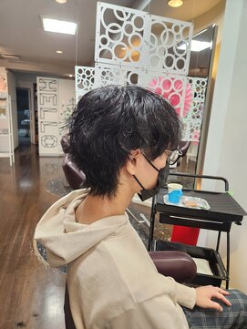 榮(Salon de 榮) メンズ×黒髪ウルフ×ソフトツイストスパイラルパーマ