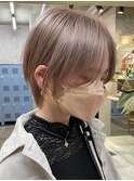 ショートボブハイトーンカラーミルクティーベージュダブルカラー
