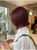【長まなみ】切りっぱなしボブに色落ちも可愛い艶髪バイオレット