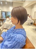 魅力倍増カールセミディシアーカラーダークアッシュショートヘア