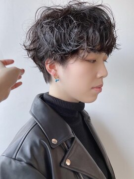 モリオフロムロンドン 原宿本店(morio from London) 【morio 原宿】マッシュショートボリュームパーマグレーアッシュ