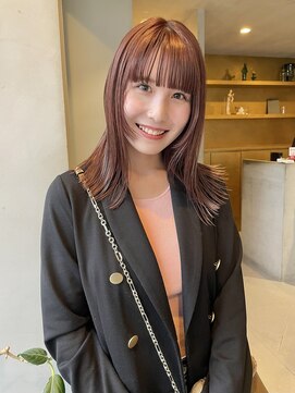 ヘアー アイス ルーチェ(HAIR ICI LUCE) ピンクパープル ピンクブラウン 透明感カラー 重めバング/林