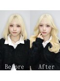 ホワイトブロンド#シールエクステ#韓国#フェミニンロング#柏