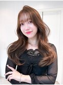 おくれ毛韓国ヘア顔周りレイヤーロング_F20836