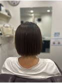 前髪の縮毛矯正と切りっぱなしボブ