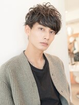 アッシュブラック/マッシュパーマ/刈り上げ/ツーブロック