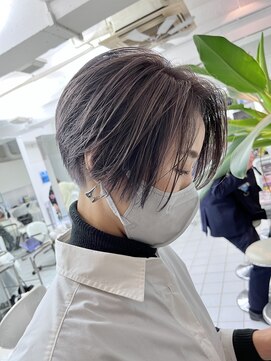 ルートエイチ 市川(Root H) 前髪マチルダボブピンクベージュインナーグレージュ