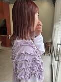 ピンクベージュ/ブリーチカラー/ぱつっとロブ/20代/30代/40代