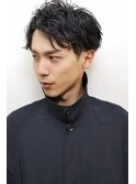 黒髪マッシュパーマ◇アップバングモテる前髪