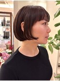 ミニボブ/タッセルボブ/内巻きボブ/ハイライトカラー/白髪ぼかし