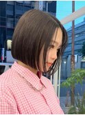 ボブミルクティーベージュブリーチダブルカラー堀江