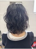 くせ毛風ウルフパーマ前髪パーマミニウルフアッシュブラック