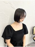 上野担当お客様スタイル/ぷつっとボブ/顔まわりの流れるカット