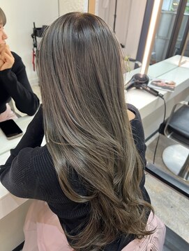 ブレンド 渋谷(BLend) ミディアムヘア暗めカラーデザインカラーオリーブグレー