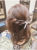 リボンを使った簡単ヘアアレンジ　ボブ～ミディアム