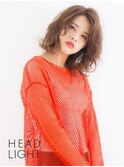 外ハネ×ラフカール×透け感ベージュカラー