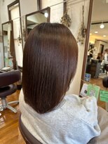 美容室 メザミー MESAMIES 髪質改善サラツヤ髪ストレートミディアムブラウンナチュラル