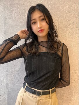 アース 三軒茶屋店(HAIR&MAKE EARTH) 三軒茶屋_レディース_ロング_コテ巻き_ブラック_黒髪_小顔