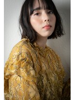 カバーヘア ブリス 戸田公園西口店(COVER HAIR bliss)&nbsp;黒髪アッシュ切りっぱなし外ハネくびれボブv戸田公園20代30代