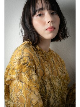 カバーヘア ブリス 戸田公園西口店(COVER HAIR bliss) 黒髪アッシュ切りっぱなし外ハネくびれボブv戸田公園20代30代