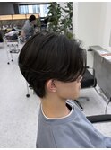 センターパートツイストスパイラルパーマ刈り上げメンズパーマ