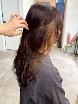 ミュラ(mulah) インナーカラーベージュ×暖色カラー＊ミックス巻きロング