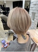 くびれヘアアプリコットオレンジ夏ハイライトカラー