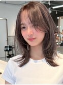 縮毛矯正くびれヘアアプリコットオレンジハイライトカラーボブ