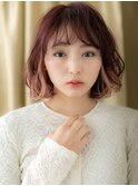 □ミルクティーピンクハイライトふわミディ403戸頭20代30代40代