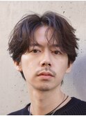 原宿フェザーショートシャドウパーマセンターパートウルフゆるめ