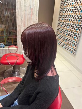 アース 会津若松店(HAIR&MAKE EARTH) 艶感ボルドー×くびれミディレイヤー