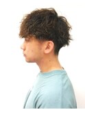 ツーブロックマッシュツイストパーマ/アップバング刈り上げ