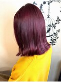 ボルドーカラー×切りっぱなしボブ