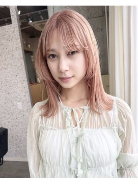 ラニヘアサロン(lani hair salon) コーラルミルクティー/顔周りレイヤー/ハイトーン【大名/天神】